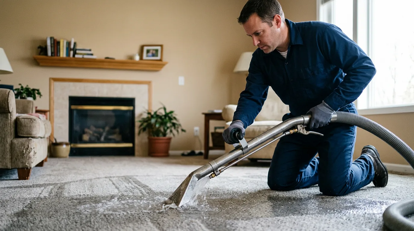 Water damage restoration technician working near Cresson, TX